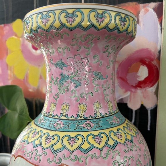 Jingdezhen Chinese Famille Rose Porcelain Vase Exotic Birds 18" Vintage - Picture 5 of 16